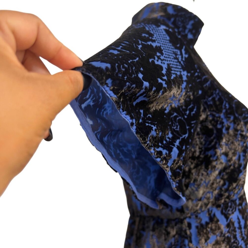 Anthropologie Velvet Rose Floral Mini Dress Mock A-Line Botton Flare Open Back - Picture 9 of 13
